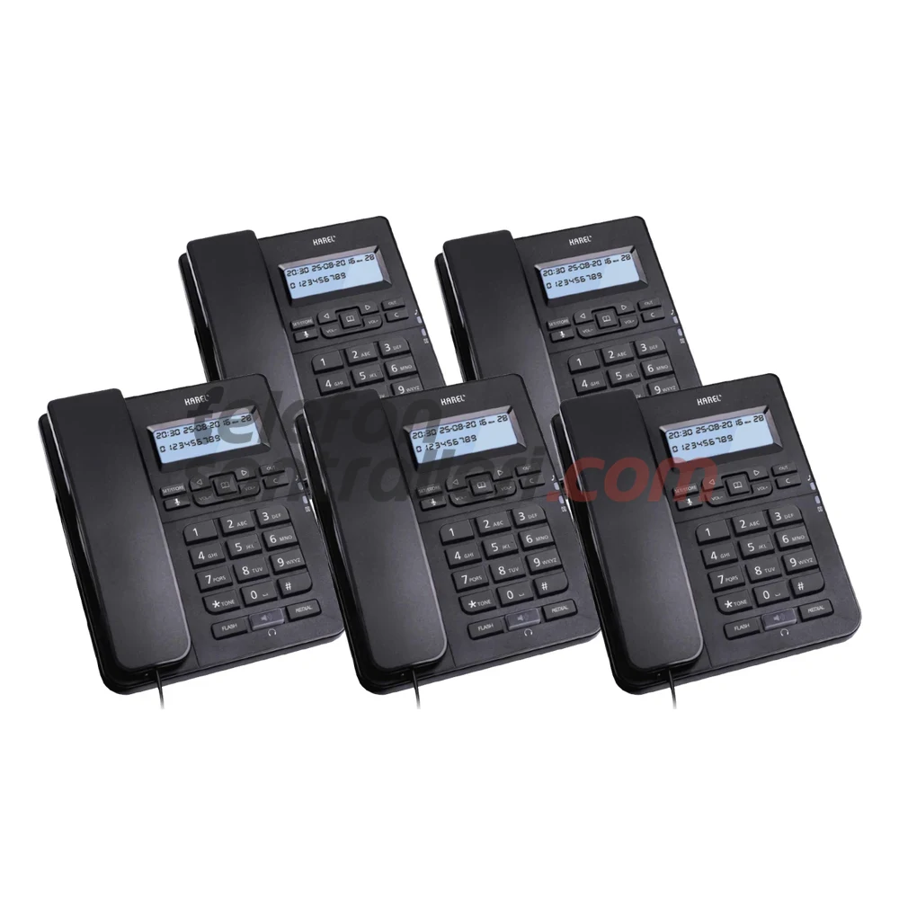 Karel TM145 Ekranlı Masa Telefonu Siyah 5'li Paket