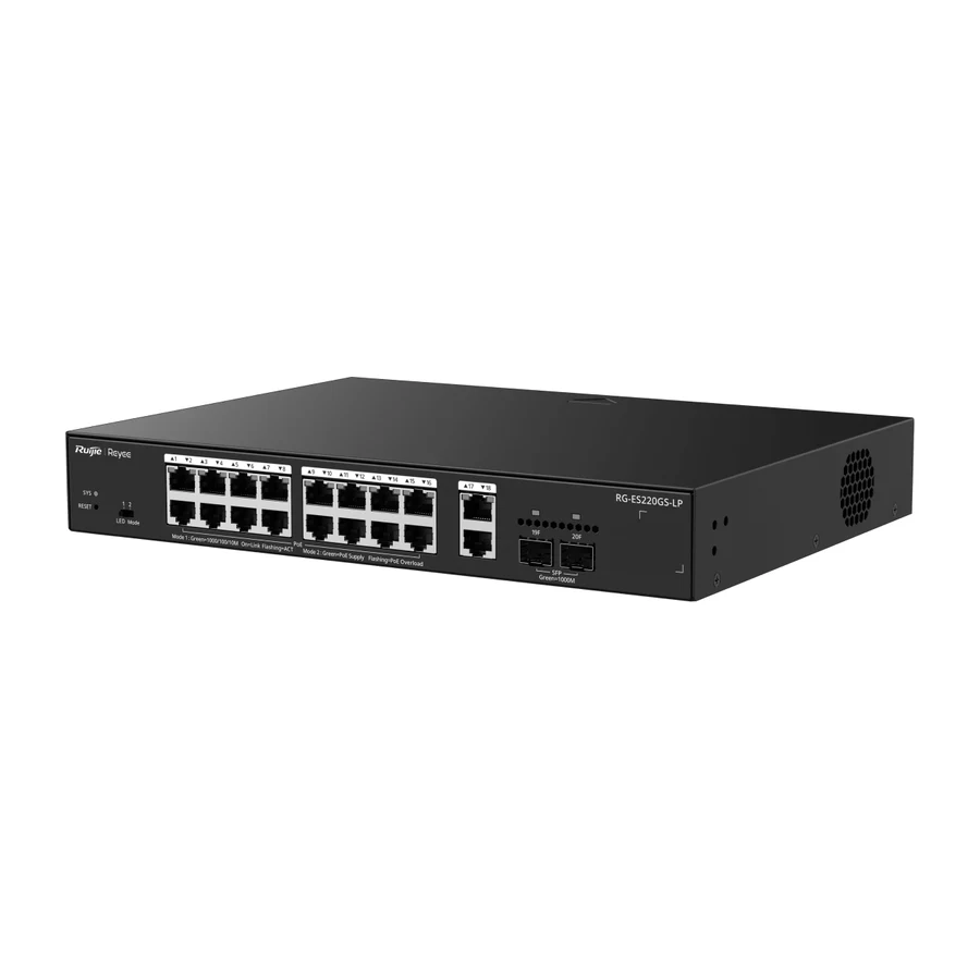 Ruijie Reyee RG-ES220GS-LP 16 Port PoE+ 2 SFP 130W Gigabit Bulut Yönetimli Switch