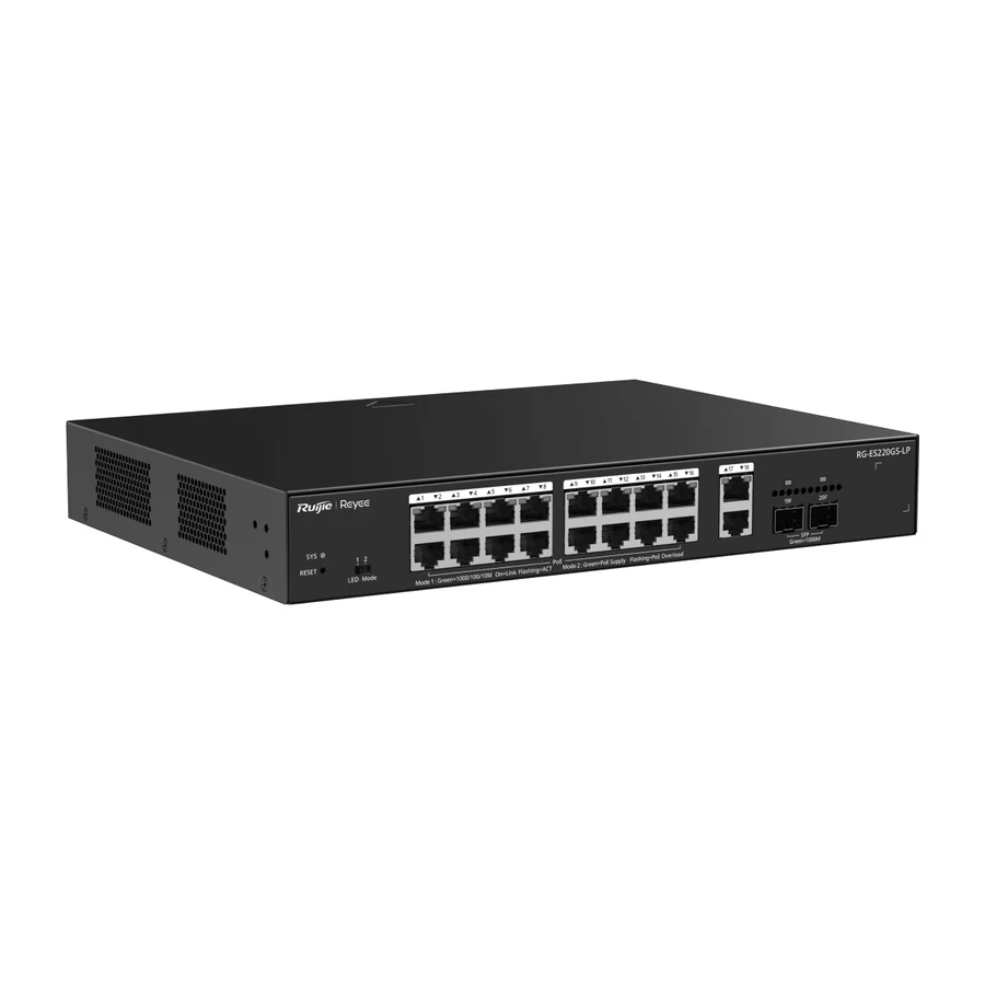 Ruijie Reyee RG-ES220GS-LP 16 Port PoE+ 2 SFP 130W Gigabit Bulut Yönetimli Switch